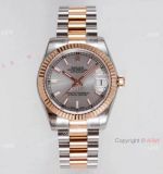 Swiss Clone Rolex Datejust 31mm Watch Two Tone Rose Gold Gray Dial